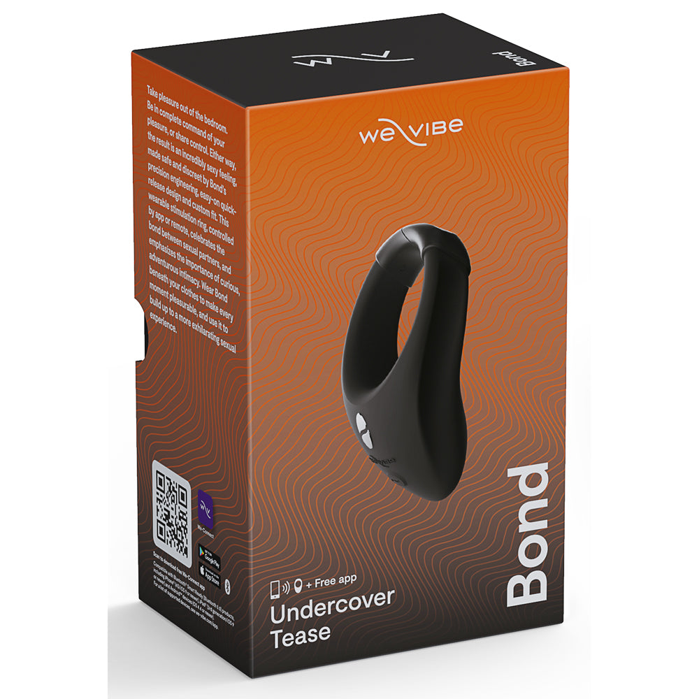 We-Vibe - Bond -app-compatible vibrating cockring has 10+ vibration modes for reversible clitoral/testicular stimulation & has a Custom Link for a perfect fit. Black. Package.