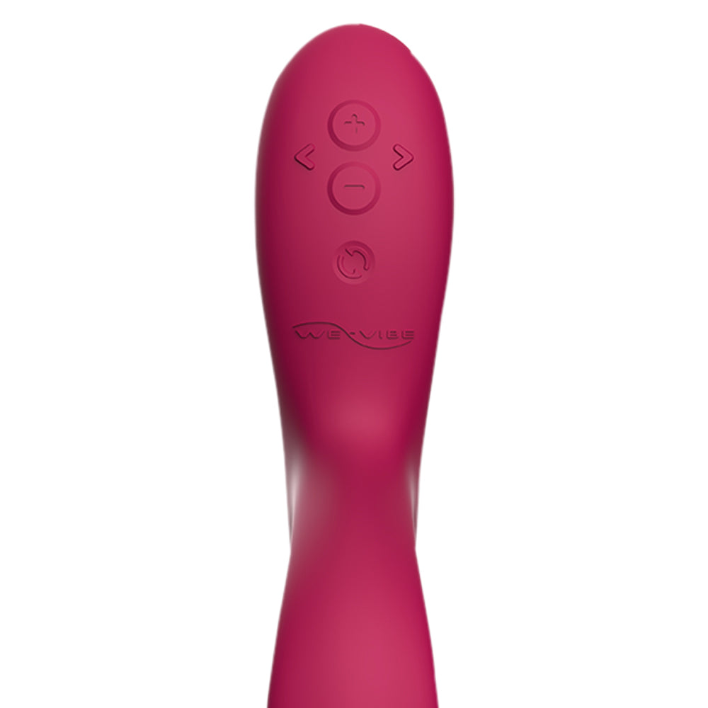 Close-up of the We-Vibe Nova 2's 4-button control panel. Buttons show + and - symbols, as well as left and right arrows.