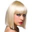 Pleasure Wigs - Katie - soft shoulder-length wig has a blunt bob cut w/ a choppy straight fringe in high-quality synthetic materials. Platinum Blonde