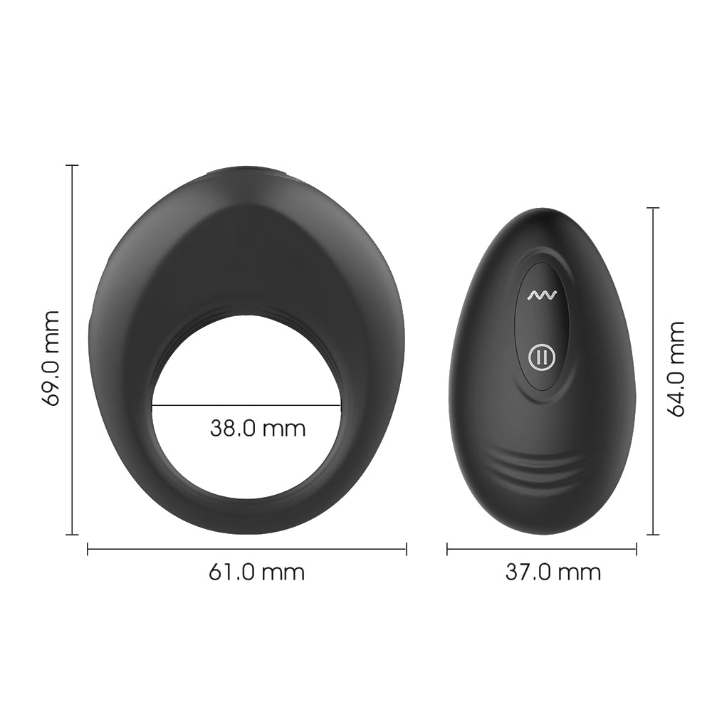 Winyi Alan Remote Control Vibrating Cock Ring comes w/ a wireless remote control for seamless setting adjustment during play. Dimensions.