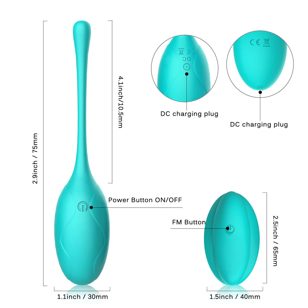 Winyi Kitty - Remote Control Kegel Egg - whisper-quiet kegel toy has 10 vibration modes & a remote control for subtle setting changes. Dimensions.