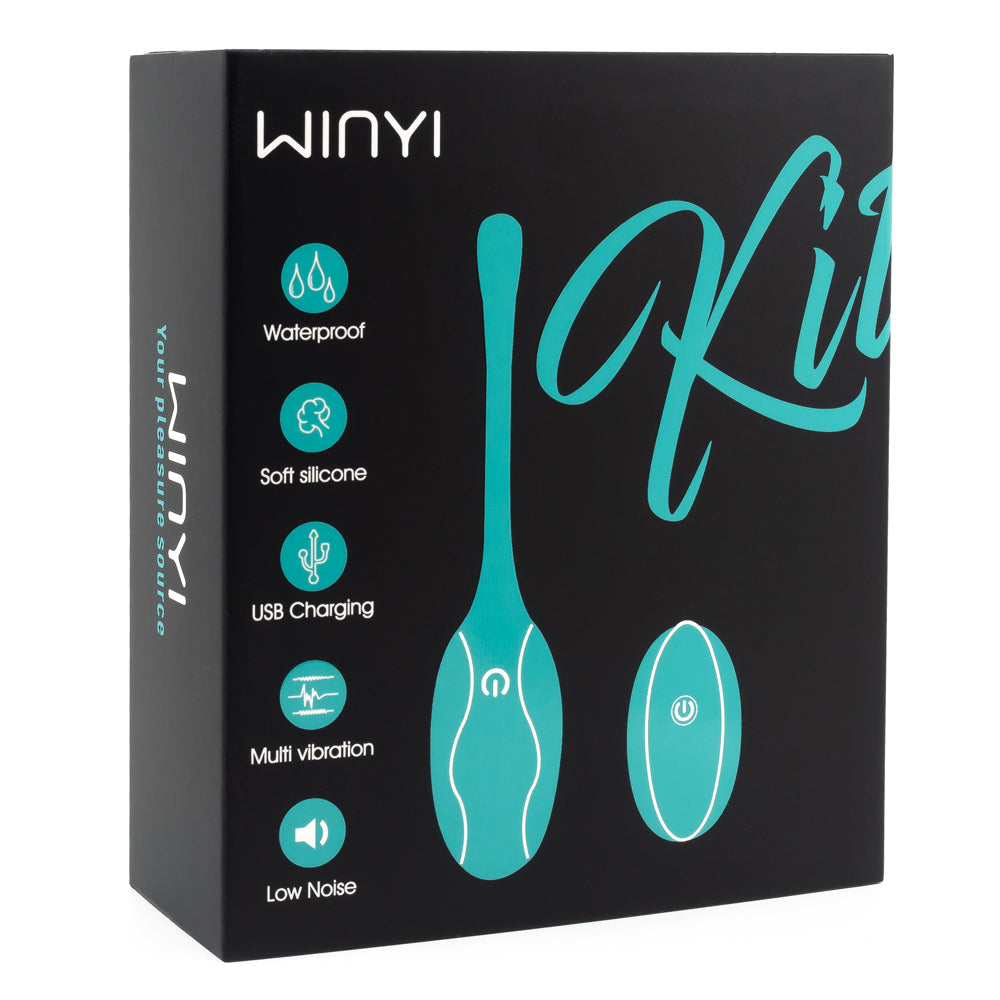 Winyi Kitty - Remote Control Kegel Egg - whisper-quiet kegel toy has 10 vibration modes & a remote control for subtle setting changes. Package.