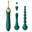 Zalo Bess 2 Warming Clitoral Vibrator has 8 vibration modes in dual quiet but powerful motors & includes a clitoral, G-spot, nipple & anal attachment for versatile fun. Attachments. Turquoise green.