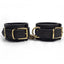 Zorba Calfskin & Lambskin Leather Wrist Cuffs With Gold Chain have a luxe gold connector chain, adjustable buckle & 2 D-rings to work w/ other BDSM accessories. (3)