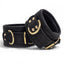Zorba Calfskin & Lambskin Leather Wrist Cuffs With Gold Chain have a luxe gold connector chain, adjustable buckle & 2 D-rings to work w/ other BDSM accessories. (2)