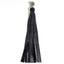 This BDSM flogger is made w/ real calf leather + suede for a soft finish & has a round doorknob-like handle w/ polished + brushed metal textures for great grip.