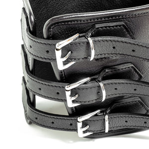 Zorba Leather Triple Buckle Thigh Strap-On Harness fits around your leg or pillow to suit differently-abled people of all genders & opens new ways to play, hands-free. (3)