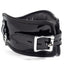 Zorba Lockable Padded Patent Leather Posture Collar has a rigid, wavy shape that follows the contours of the wearer's chin, neck & shoulders to prevent their head from drooping or turning. Black. (2)