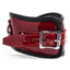 Zorba Lockable Padded Patent Leather Posture Collar has a rigid, wavy shape that follows the contours of the wearer's chin, neck & shoulders to prevent their head from drooping or turning. Red. (2)