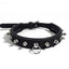  Zorba Spiked Leather Collar With O-Ring has protruding metal spikes for an intimidating look, perfect for wearing in public or for private BDSM fun.